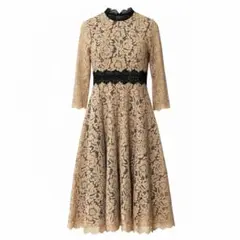 Yisc 総レースドレス L ベージュ 結婚式 パーティー