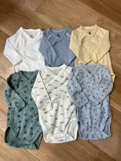 プチバトー　長袖ボディスーツ　6枚セット 60cm