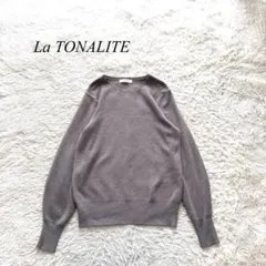 H5【ラトータリテ】スムースバックパールロングスリーブ　プルオーバー　茶色のサムネイル