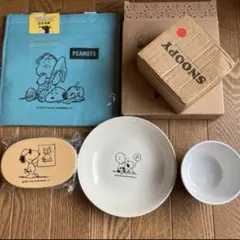 SNOOPY 2段式お弁当箱　保冷バック　マグカップ　お皿　4店セット　新品のサムネイル
