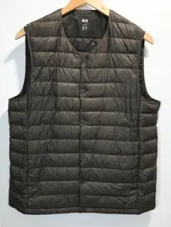 【収納袋付】UNIQLO ウルトラライトダウンコンパクトVネックベスト 千鳥格子