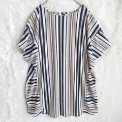 【美品】ストライプ柄 半袖カットソー トップス　しまむらsizeMのサムネイル