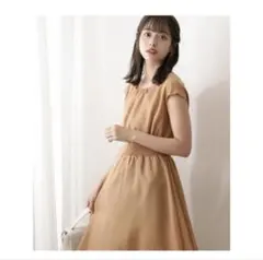 ⭐︎美品⭐︎マスタード 半袖 ロングワンピース Aライン