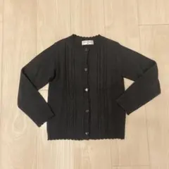 黒いリブ編みカーディガン 120