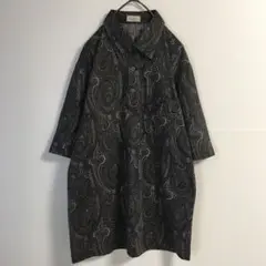 レトロ 古着 ペイズリー ダークトーン プルオーバー 半袖 ポロシャツ 日本製