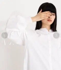 ニコアンド…MODE NORM COREコットンサテンリボンスリーブブラウスM