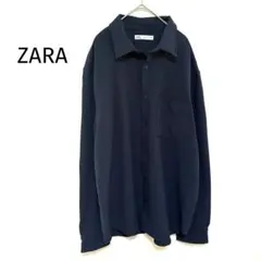 ザラ 長袖シャツ ネイビーXL シンプル