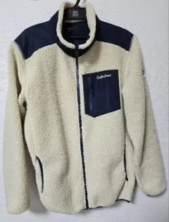 Quiksilver フリースジャケット XL クリーム/ネイビー