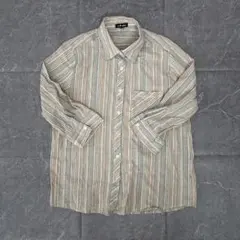 90’s VINTAGE ストライプシャツ　マルチカラー　L レトロ 古着