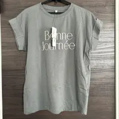 ロゴ刺繍 Tシャツ チャコールグレー M