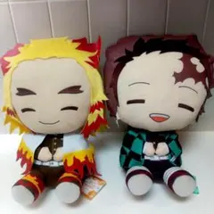 【2個セット】めちゃでかぽふっとぬいぐるみ　竈門炭治郎　煉獄杏寿郎
