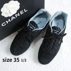 希少！CHANEL　シャネル　レザーシューズ　スニーカー　スエード　ブラックのサムネイル