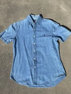 ポロラルフローレン　スリムフィット 半袖シャツ デニムブルー