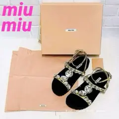 【新品◎布袋＆箱付き】miumiu クリアストーンビジューサンダル　キラキラ豪華のサムネイル
