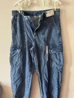 新品 タグ付きGU パレルレッグカージャンス XXL デニム