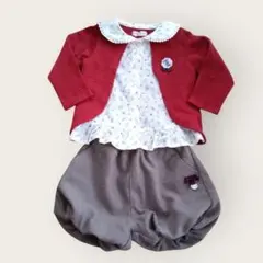 ビケットクラブ★セットアップ　90　赤　白　ショートパンツ　フリル　長袖　卒園式