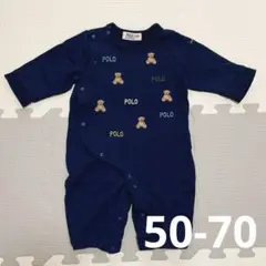 プティマイン POLOくま刺しゅう2WAYオール 長袖 50 60 70