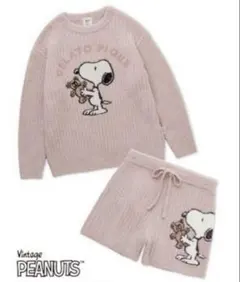 ジェラピケ スヌーピージャガードプルオーバー&ショートパンツセット