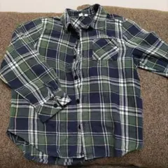 チェック長袖シャツ　緑
