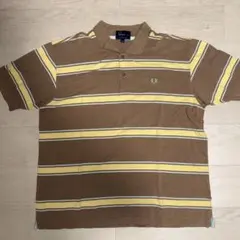 FRED PERRY ボーダーポロシャツ ブラウン XXL