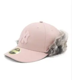 ニューエラ　NEWERA ピンク　ファー付きNY 59FIFTY ラインストーン