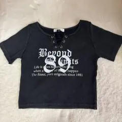 WEGO フロントレースアップ ロゴTシャツ ブラックのサムネイル