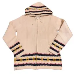 80s’ ウールパーカー ネイティブ柄 古着 生成り