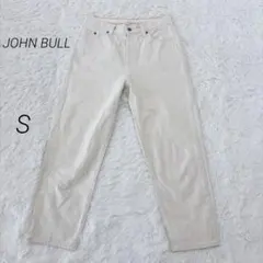 ジョンブル ホワイトデニムパンツ テーパード カットオフ コットン S