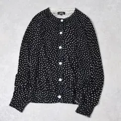 アーペーセー A.P.C. ランダムドット コットン ニット カーディガン 黒
