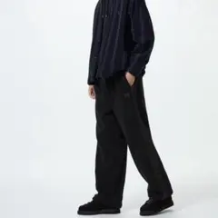 UNIQLO ユニクロ　Needles フリースワイドパンツ　黒　ブラック　M