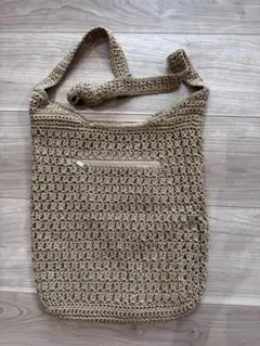 編み物ショルダーバッグ ベージュ