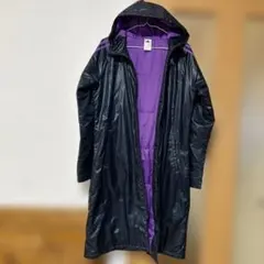 アディダス adidas フード付きジャケット L 黒・紫 ベンチコート