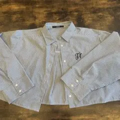 【良品】ストライプシャツ ショート丈 Mサイズ