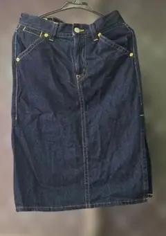Levi'sリーバイスデニムスカートタイト紺ネイビーストレッチ膝丈ロングユニクロのサムネイル