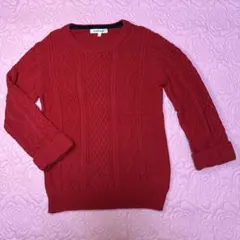 GLOBAL WORK 赤 ケーブルニット セーター XXL コットン100%
