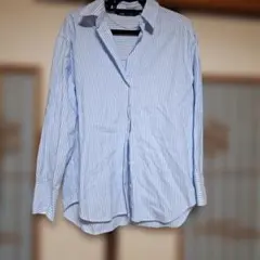 ZARA 青と白のストライプ 長袖シャツ