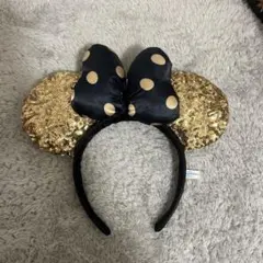ミニーマウス風カチューシャ ネイビーゴールド