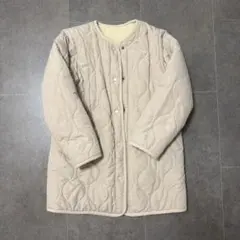 キルティングロングジャケット ベージュ