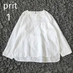 prit プリット リネン100% クルーネック プルオーバー ブラウス 白 麻