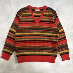 ストライプ Vネック ニット セーター