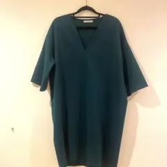 ZARA TRAFALUC Vネック ワンピース グリーン 七分袖 S相当 秋冬