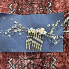 金色のクリスタルビーズヘアコーム　 2個セット　ハンドメイド