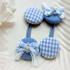220✾︎ ハンドメイド　ヘアゴム2個セット　22㎜くるみボタン