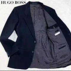 【カシミヤ混】ヒューゴボス ジャケット ブレザー シングル 黒 2B M〜L相当