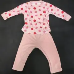 西松屋 いちご柄フリースベビーパジャマ 95