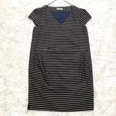 Portcros ワンピース Vネック ボーダー ゆったりシルエット レーヨンのサムネイル