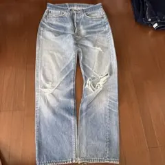 ハリウッドランチマーケット ブルーブルー デニム W32 リペア加工 