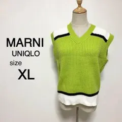 MARNI UNIQLO スプリンググリーン Vネック ノースリーブニット