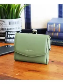 ニコアンド オリジナルロゴがま口ミニ財布 グリーン