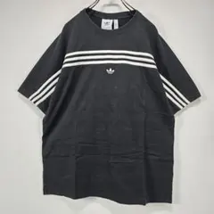 adidas　Tシャツ　O　3本ライン　刺繍　ロゴ　トレフォイル　リユース　古着